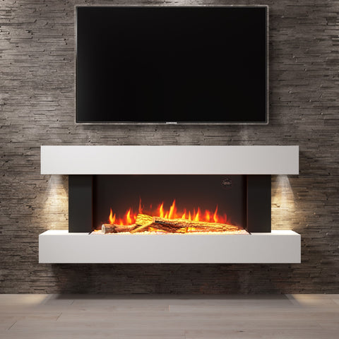 AmberGlo - Wall Mounted Electric Fireplace Media Wall - 52 Inch - LED flame effects