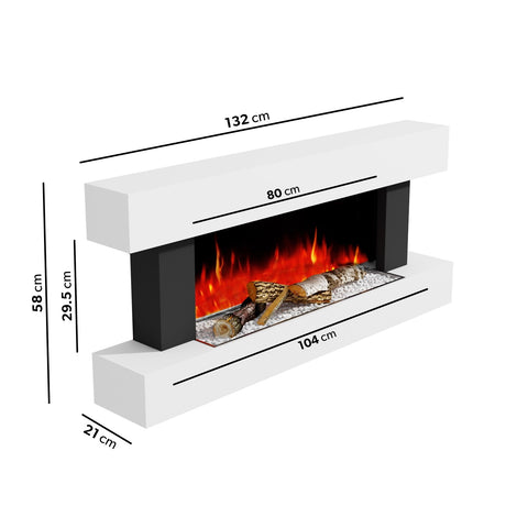 AmberGlo - Wall Mounted Electric Fireplace Media Wall - 52 Inch - LED flame effects
