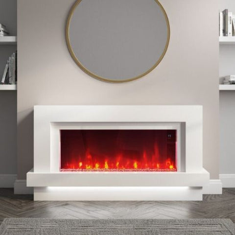 amberglo freestanding electric fire led with red fire