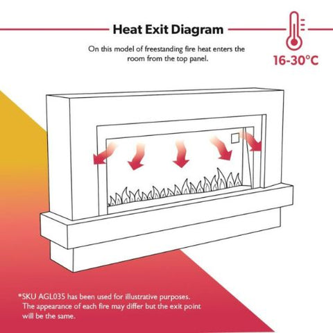 amberglo freestanding electric fire led heat exit diagram