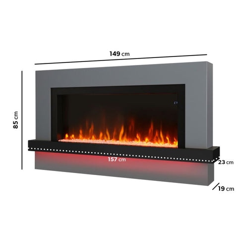 AmberGlo - 62 Inch - Freestanding Electric Fire with LED Light
